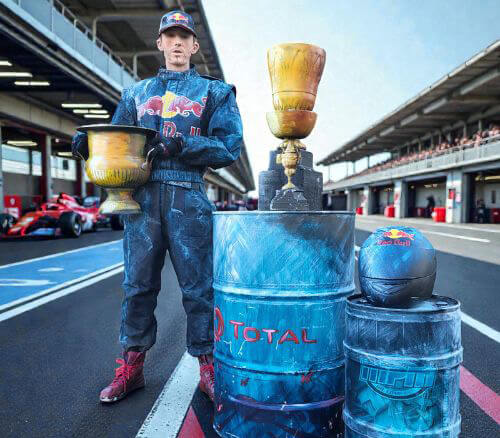 Max Verstappen levend standbeeld Max Verstappen levend standbeeld